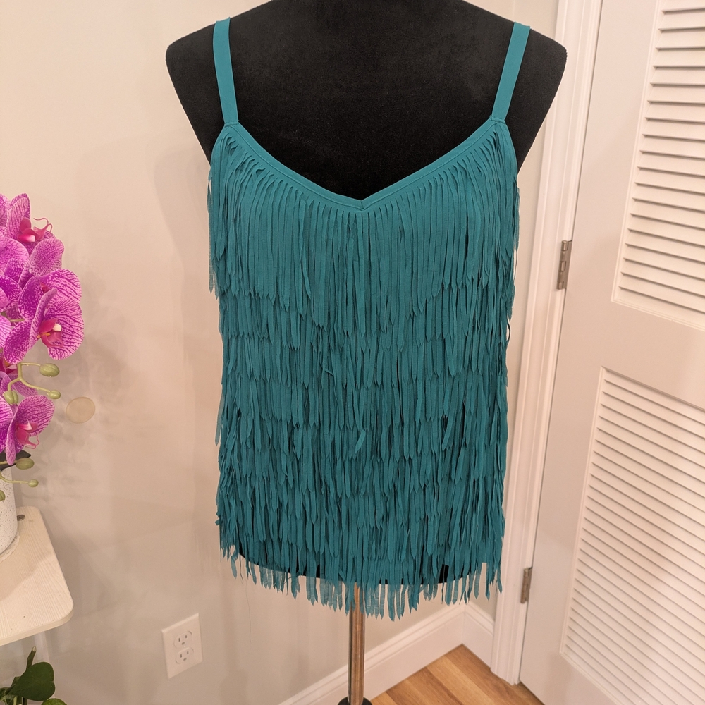 Skye's the Limit Teal Fringe Tank Top Size S